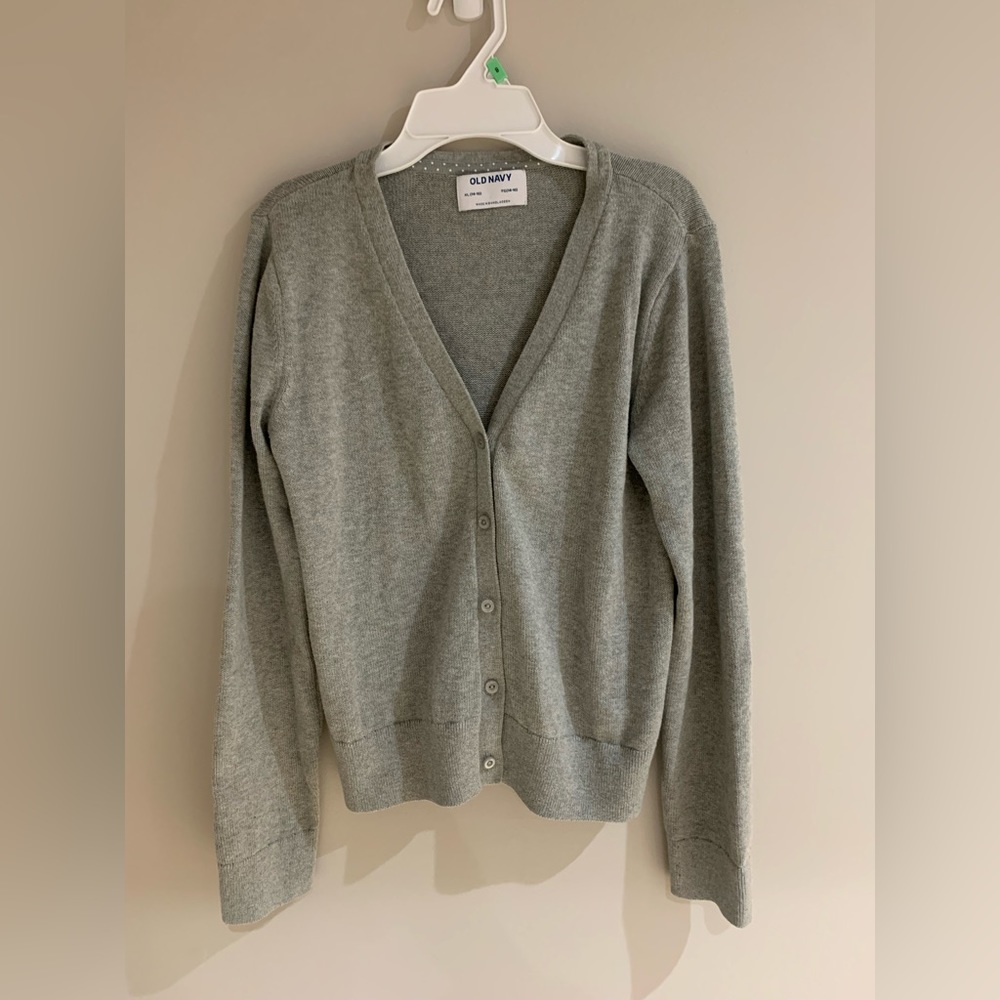 NWOT Old Navy Uniform V-Neck Cardigan Sweater for Girls in Gray - Size XL